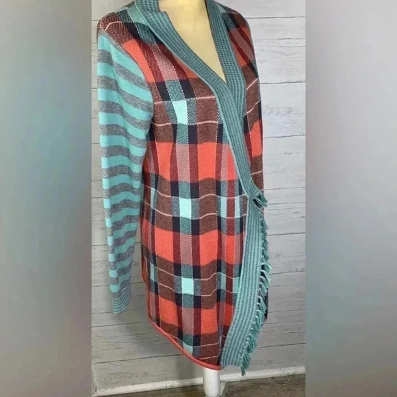 Matilda Jane Fall Plaid Long Open Front Cardigan Sweater M NWT - Picture 3 of 9